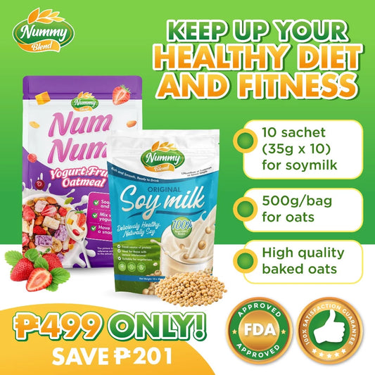 Yogurt Fruit Oatmeal & Original Soy Milk food