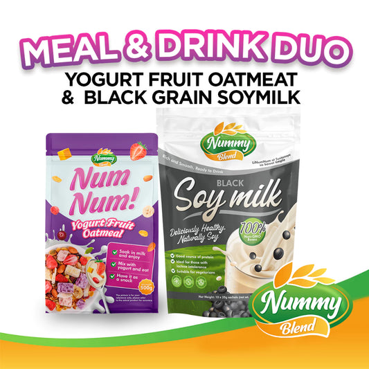 Fruit Yogurt Oatmeal Breakfast Cereal + Black Bean Soy Milk – Bundle for Daily Wellness