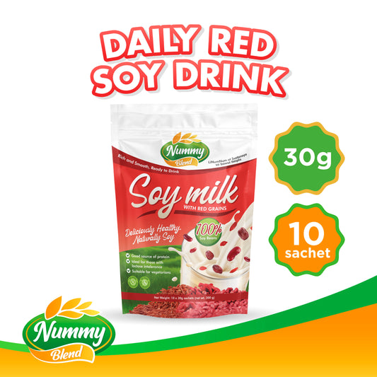 Nummy Blend Soy Milk with Red Grain-Vegan, Lactose-Free, NON-GMO, Dairy Alternative, 300g 10sachet