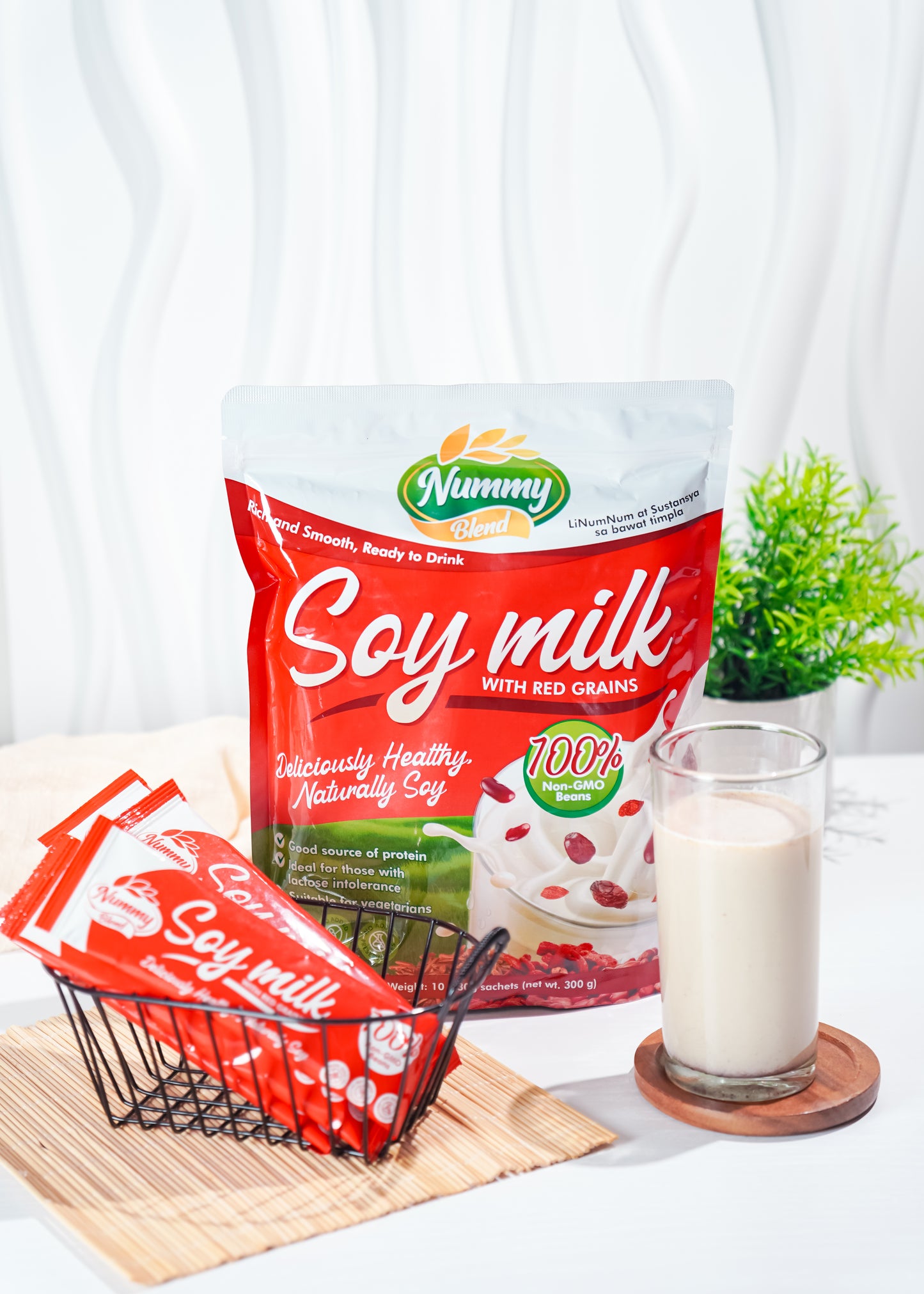 Nummy Blend Soy Milk with Red Grain-Vegan, Lactose-Free, NON-GMO, Dairy Alternative, 300g 10sachet