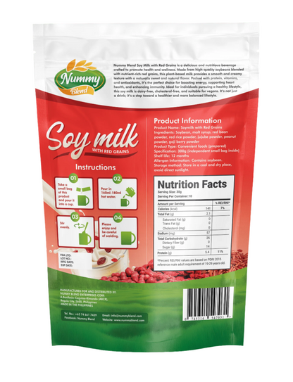 Nummy Blend Soy Milk with Red Grain-Vegan, Lactose-Free, NON-GMO, Dairy Alternative, 300g 10sachet