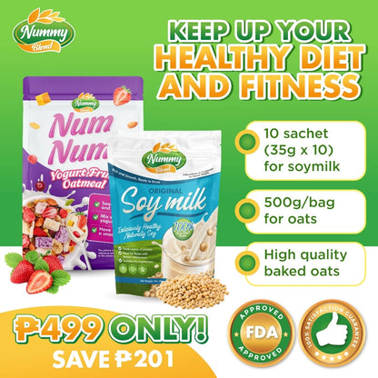 Yogurt Fruit Oatmeal & Original Soy Milk food